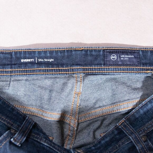 AG Adriano Goldschmeid Everett Slim Straight Stretch Blue Denim Jeans Mens 35x32 - Picture 3 of 7